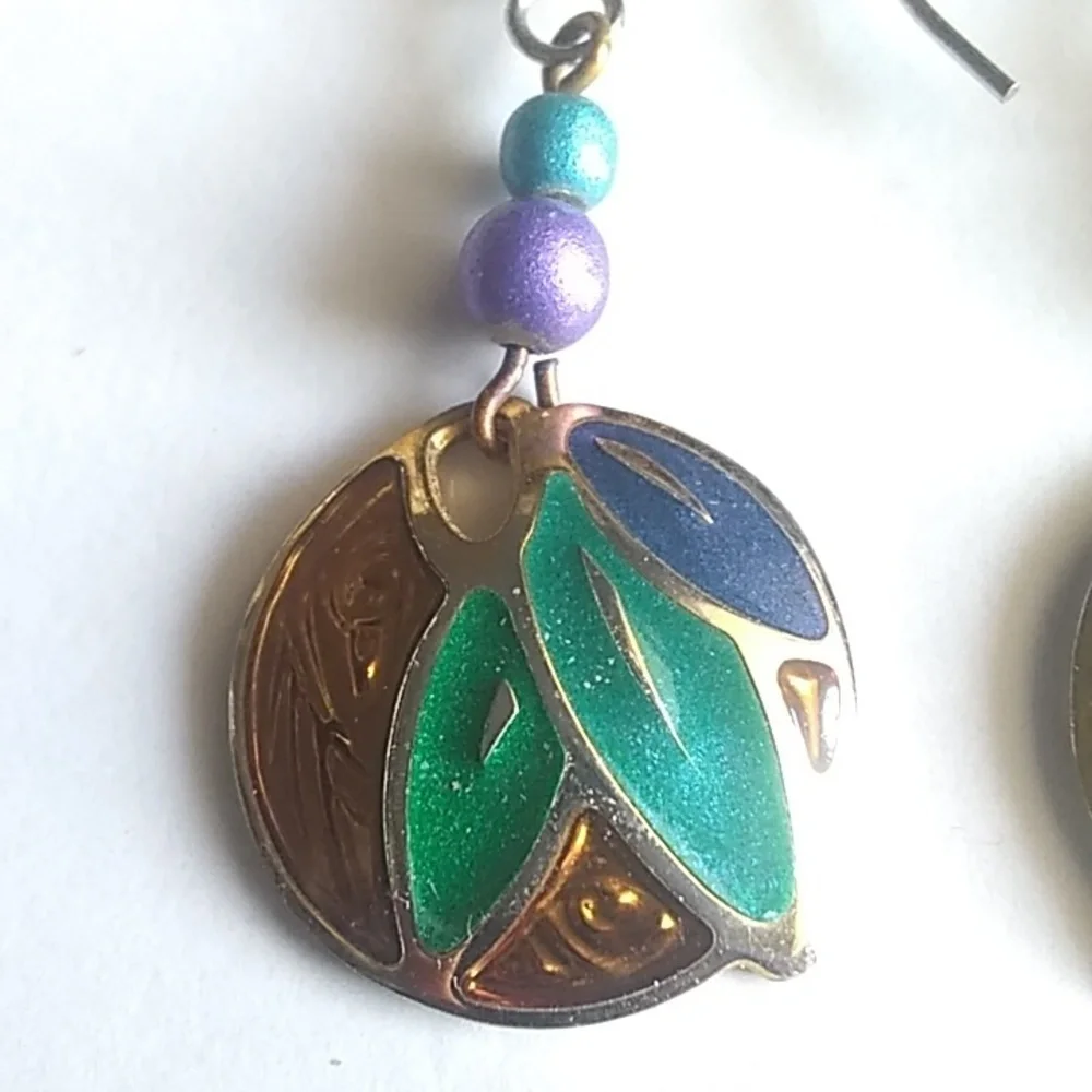 Vintage colorful fish hook earrings